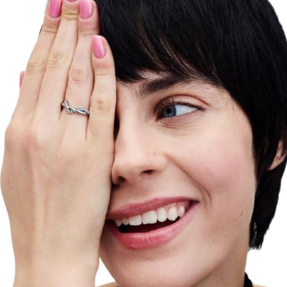 Sparkling Intertwined Wave Ring - image 2